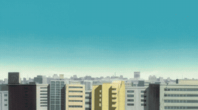 Blurry City Skyline With Blue Sky GIF