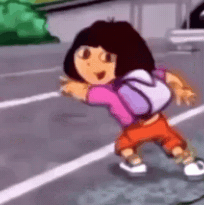 Blurry Dora The Explorer Walking Down Street GIF