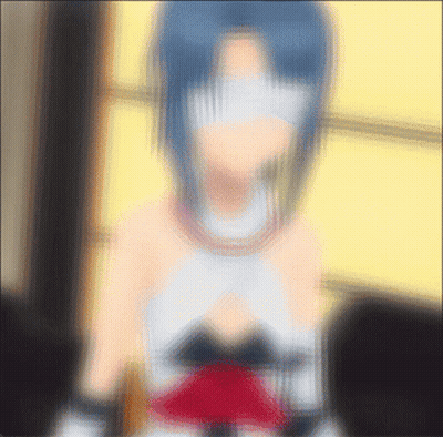 Blurry Girl With Blue Hair And Blindfolds GIF