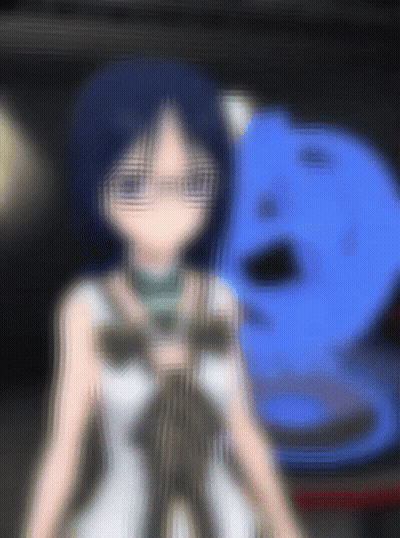 Blurry Girl With Glasses And Blue Object GIF