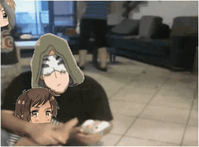 Blurry Group of Anime Characters With Green Hood