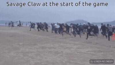 Blurry Group Running On Beach Saying Savage Claw At Start Of Game GIF