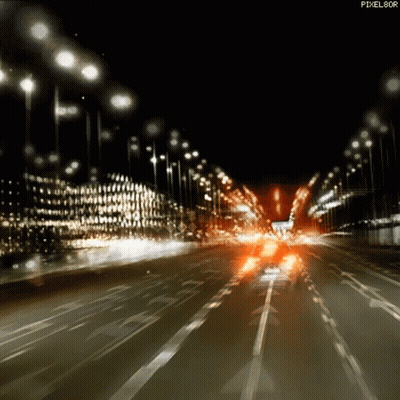 Blurry Highway At Night Pixel80r GIF