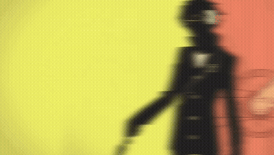Blurry Man Holding Woman's Hand In Front Of Yellow And Red Background GIF
