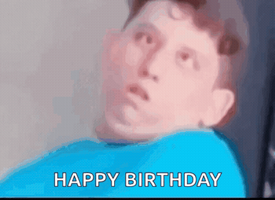 Blurry Man In Blue Shirt Saying Happy Birthday GIF