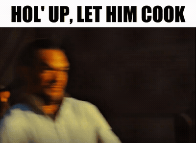 Blurry Man Saying Hol Up Let Him Cook GIF