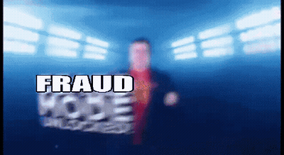 Blurry Man With Fraud Text GIF