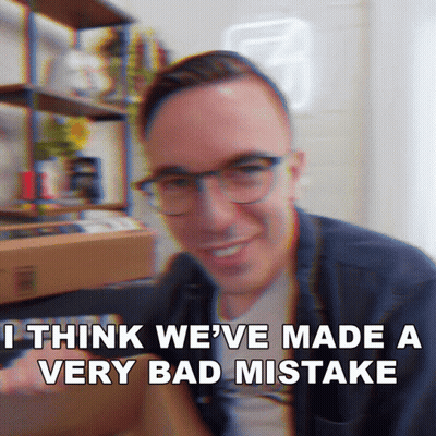 Blurry Man With Glasses Saying We've Made A Very Bad Mistake GIF