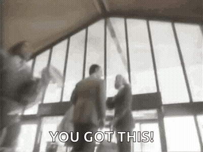 Blurry People Walking In Building Saying You Got This GIF