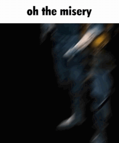 Blurry Person Saying Oh The Misery GIF