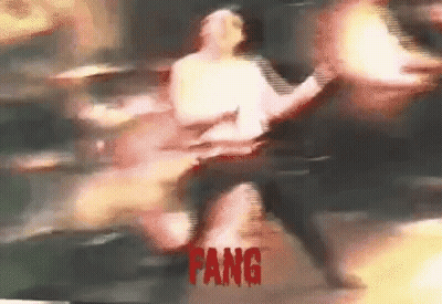 Blurry Person With Fang In Red Letters GIF