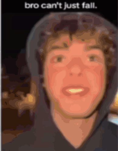 Blurry Picture Of Person With Text Bro Can't Just Fall GIF