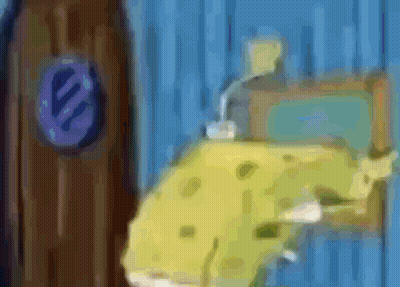 Blurry SpongeBob SquarePants Standing Next To Clock GIF