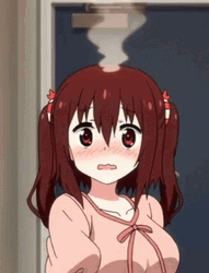 Blushing Anime Girl Smoking Head GIF