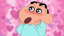 Blushing Crayon Shin Chan Talking GIF