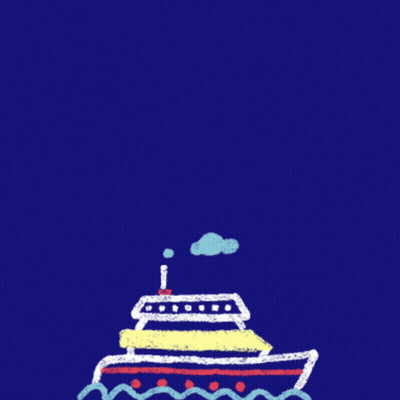 Boat On Blue Background With Arabic Writing GIF