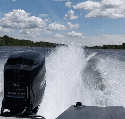 Boat With Mercury Outboard Motor GIF