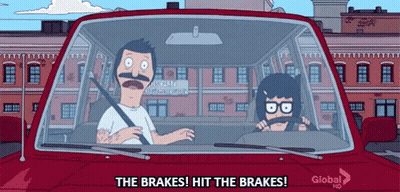 Bob And Tina Driving Bob's Burgers Saying Hit The Brakes GIF