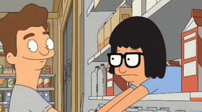 Bob And Tina From Bob's Burgers Looking At Each Other GIF