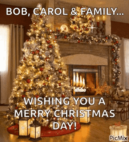 Bob Carol And Family Wishing You A Merry Christmas GIF