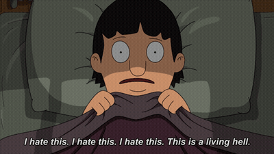 Bob From Bob 'S Burgers Is Laying In Bed With A Blanket Over His Head GIF