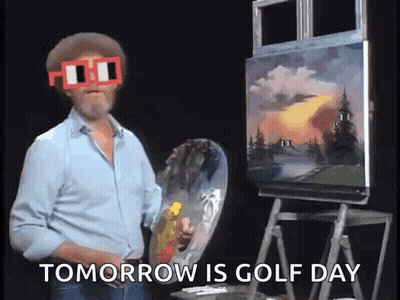Bob Ross Holding Palette And Painting GIF