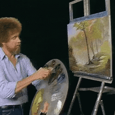 Bob Ross Painting A Forest GIF