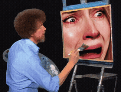 Bob Ross Painting Woman Crying GIF