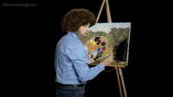 Bob Ross Showing Painting Skills GIF