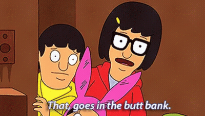 Bob's Burgers Character Holding Pizza Saying Flirt A Little Wink A Little GIF