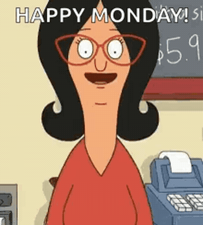 Bob's Burgers Character Smiling Says Happy Monday GIF
