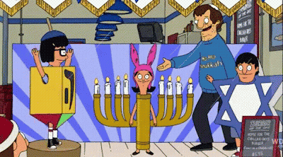 Bob's Burgers Hanukkah Scene With Menorah GIF