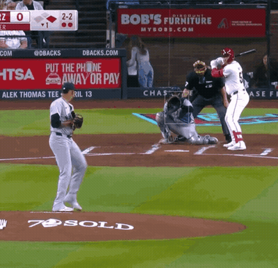 Bob's Furniture Ad Behind Baseball Player GIF
