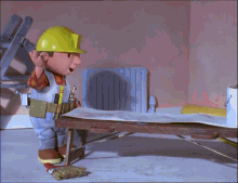 Bob The Builder Climbing Ladder Clumsily GIF