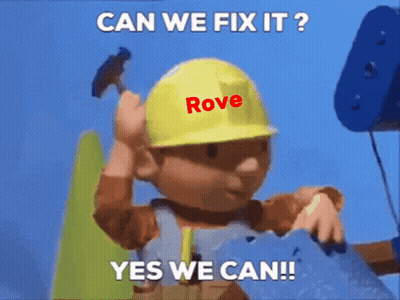 Bob The Builder Holding Hammer With Hard Hat Saying Rove GIF
