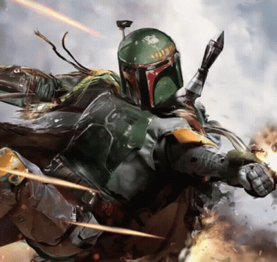 Boba Fett Flying Holding Gun GIF