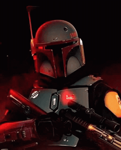 Boba Fett From Star Wars Holding Rifle GIF