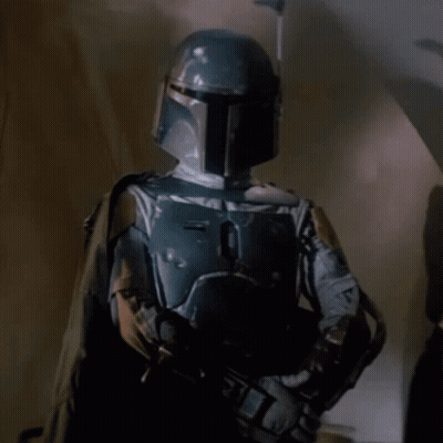 Boba Fett Holding Gun And Wearing Helmet GIF
