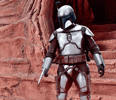 Boba Fett In Helmet Holding Rifle GIF