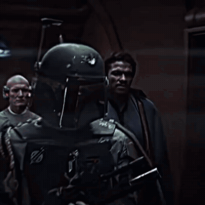 Boba Fett Is Holding A Gun In Front Of A Window GIF