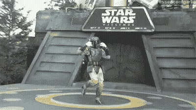 Boba Fett Running At Star Wars Weekends GIF