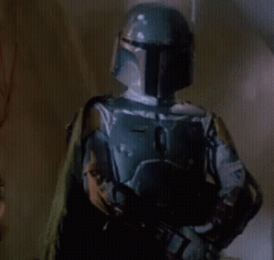 Boba Fett Star Wars Helmet Holding Rifle GIF
