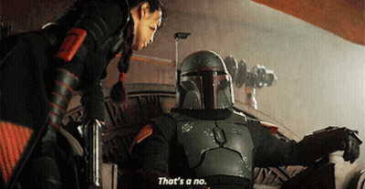 Boba Fett Talking To Woman Holding Gun GIF