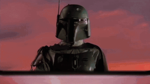 Boba Fett Wearing Helmet Red Sky GIF