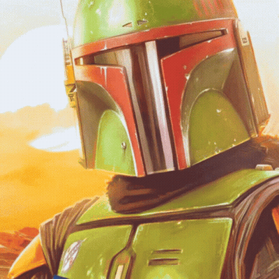 Boba Fett Wearing Helmet With Letter T GIF