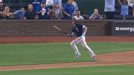 Bobby Witt Running And Throwing The Baseball Bat GIF