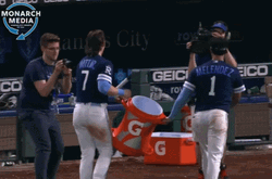 Bobby Witt Walking With Someone GIF