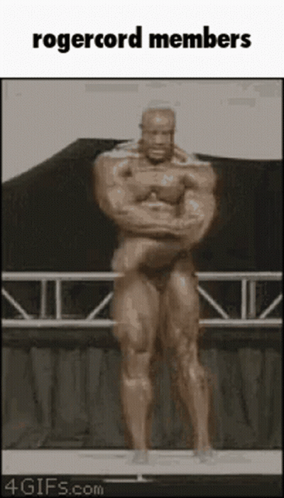 Bodybuilder Statue With Rogercord Members GIF