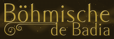 Bohmische De Badia Sign In Gold On Dark Background GIF