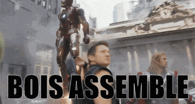 Bois Assemble Poster Man Next To Robot GIF